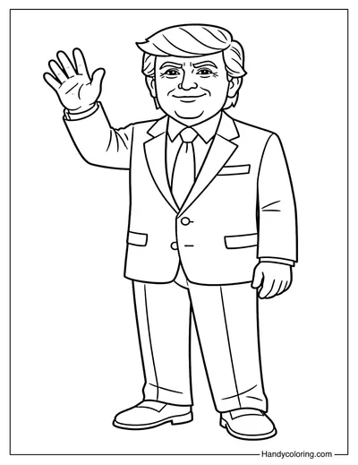 Donald Trump Waving Hand Coloring Page