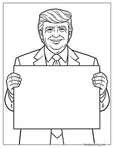 Donald Trump with Blank Board Coloring Page