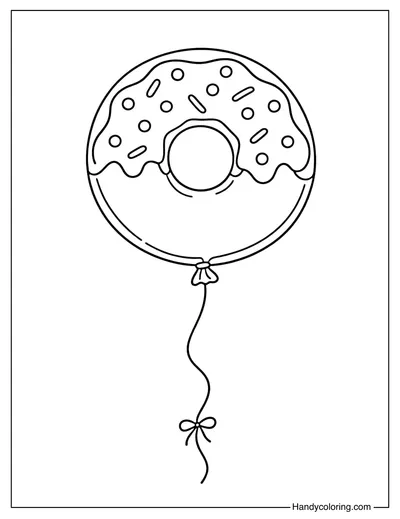 Donut Balloon Coloring Page