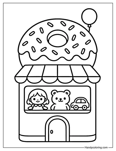 Donut Toy Shop Coloring Page