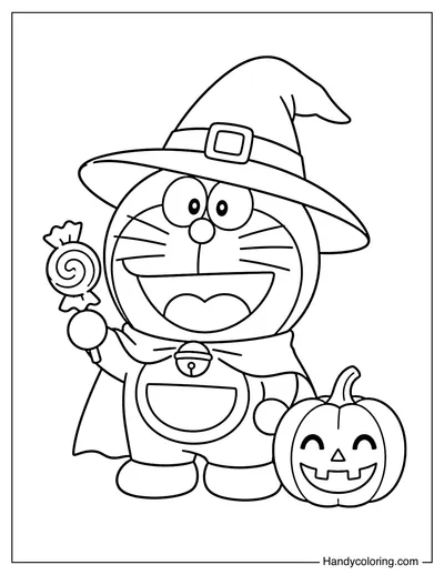 Doraemon Wearing a Witch Hat