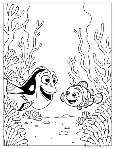 Dory and Nemo Coloring Page