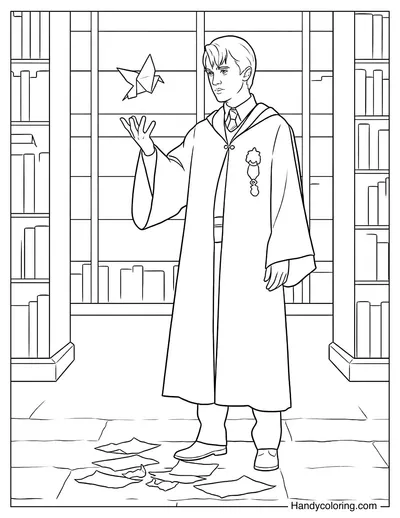 Draco Malfoy with a Flying Paper Bird