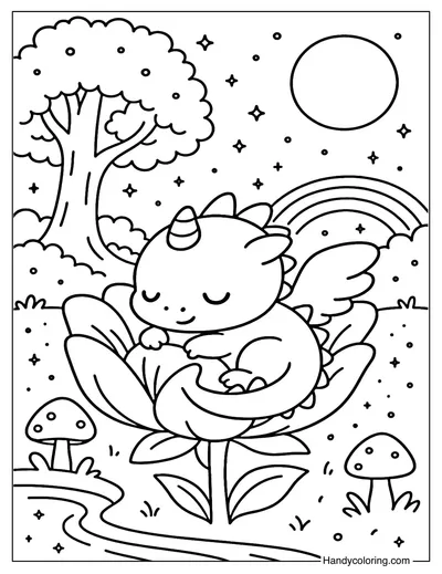 Dragon Baby Nap Coloring Page