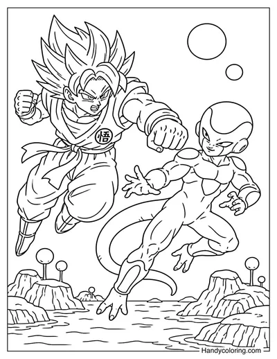Dragon Ball Z Goku Fighting Frieza on Namek