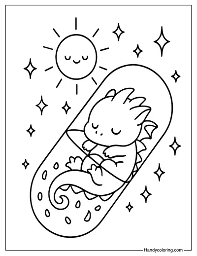 Dragon Capsule Coloring Page