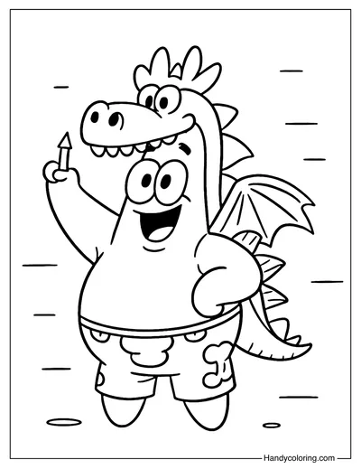 Dragon Costume Patrick Star Coloring Page