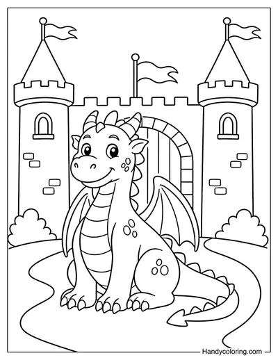 Dragon Guarding a Castle Gate