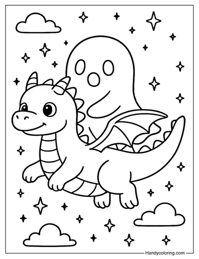Dragon Rider Ghost Coloring Page