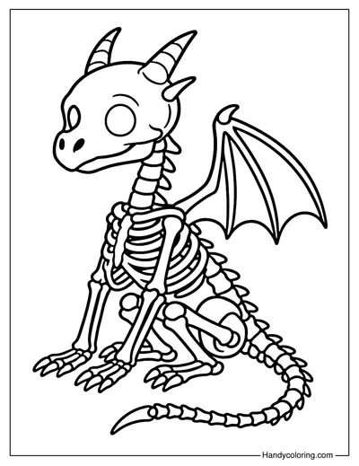 Dragon Skeleton Coloring Page
