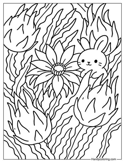 Dragonfruit Bloom Coloring Page