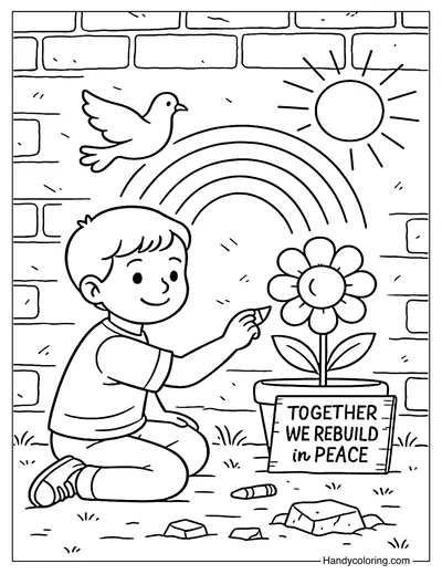 Drawing Peace on the Wall Coloring Page