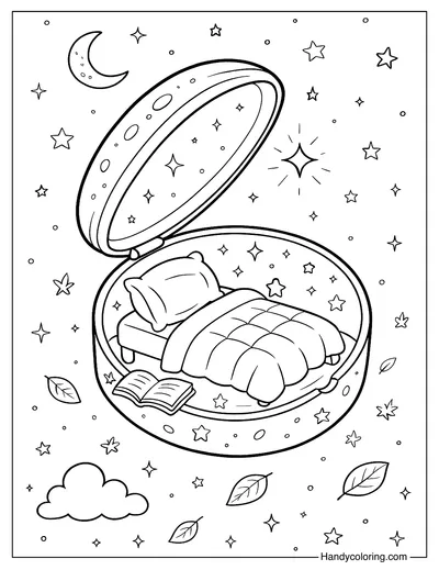 Dream Bedtime Powder Compact Coloring Page