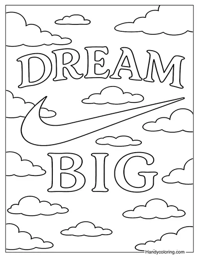 Dream Big Nike Clouds Coloring Page