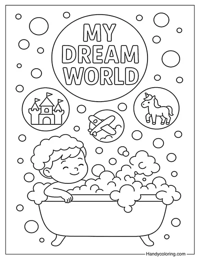 Dream Bubble Bath Coloring Page