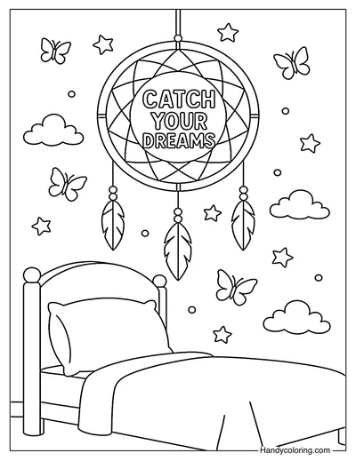 Dream Catcher Night Coloring Page