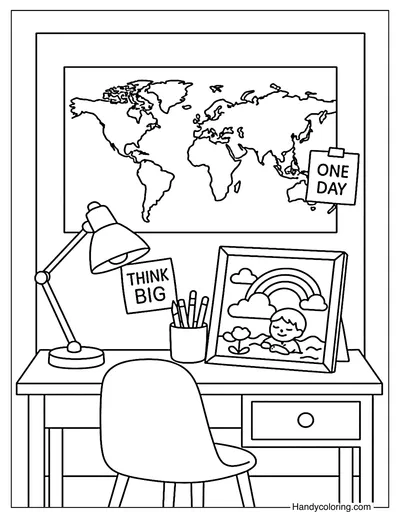 Dream Desk Coloring Page