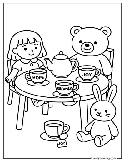 Dream Friends Tea Party Coloring Page