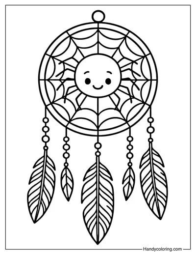 Dreamcatcher Spider Coloring Page