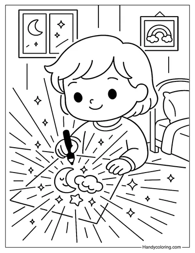 Dreamer with a Glow Coloring Page
