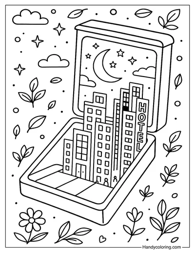 Dreamy City Powder Compact Coloring Page