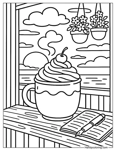 Dreamy Hot Chocolate Coloring Page