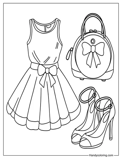 Dress with Bag and Shoes Coloring