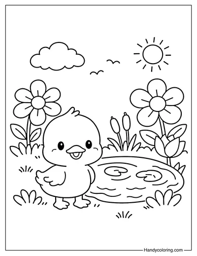 Duck in Spring Pond