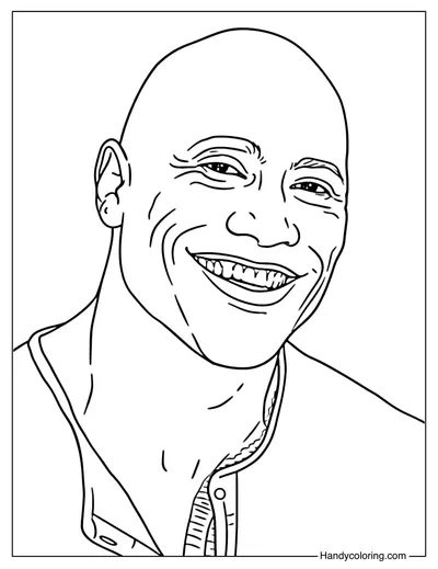 Dwayne Johnson Smiling Coloring Page