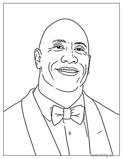 Dwayne Johnson with Tuxedo Coloring Page
