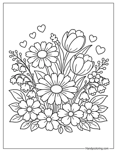 Early Spring Flowers Coloring Page