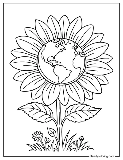 Earth inside a Flower Sunflower