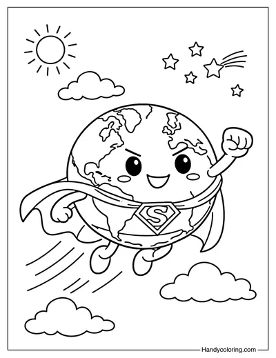 Earth Wearing A Superhero Cape