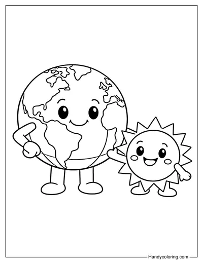 Earth with Cute Sun Friend