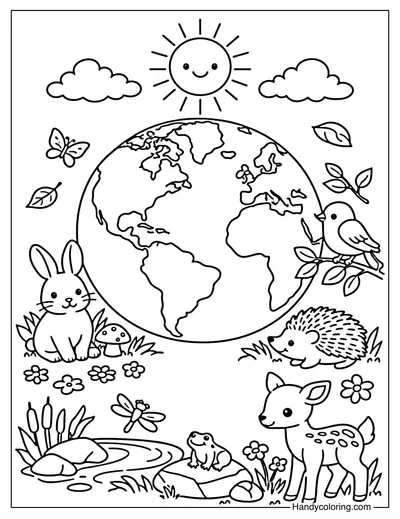 Earth with Forest Animals
