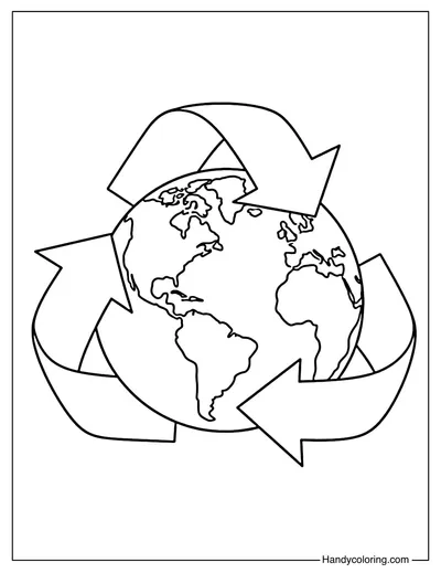 Earth with Recycling Arrows Circle