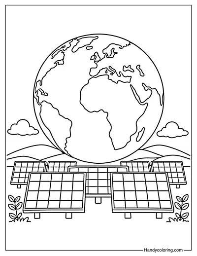 Earth with Solar Panels