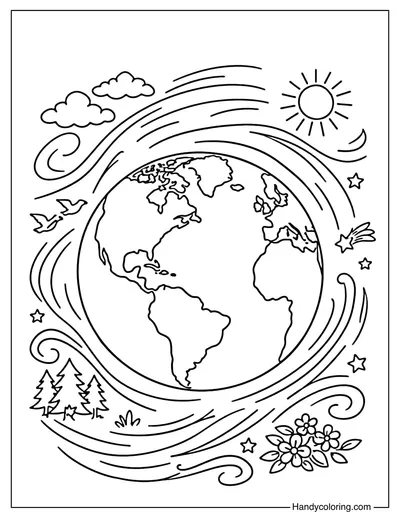 Earth with Spiral Energy Lines