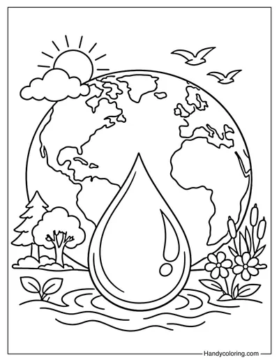 Earth with Water Protection Symbol