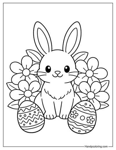 Easter Bunny and Flower Field