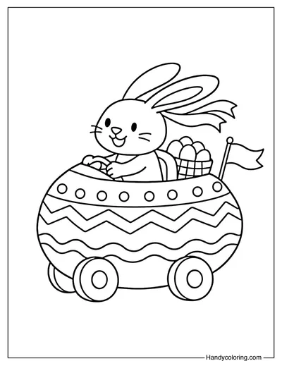 Easter Bunny Driving Egg Car