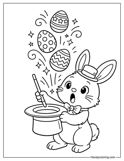 Easter Bunny Magician Coloring Sheet