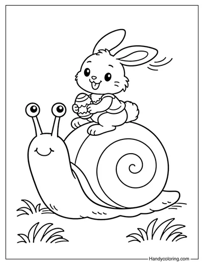 Easter Bunny Riding a Snail