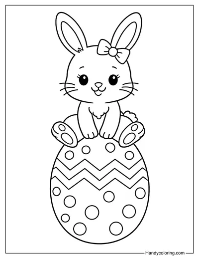 Easter Bunny Sitting on Egg