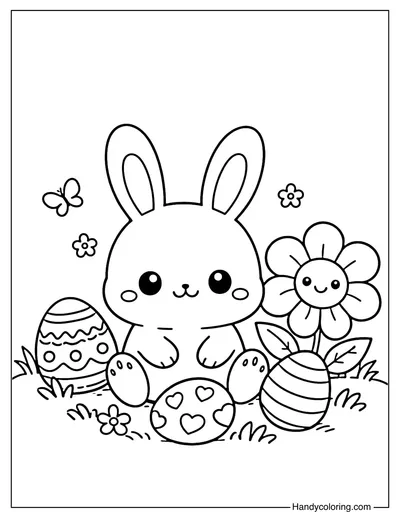 Easter Bunny Sitting on Grass