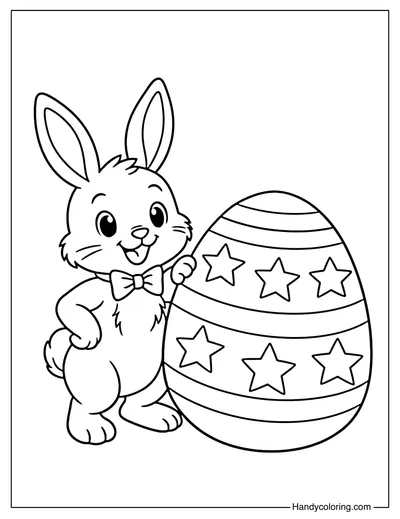 Easter Bunny with Bow and Egg