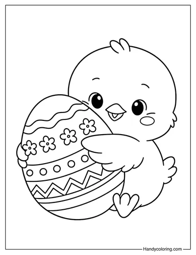 Easter Chick Holding Egg