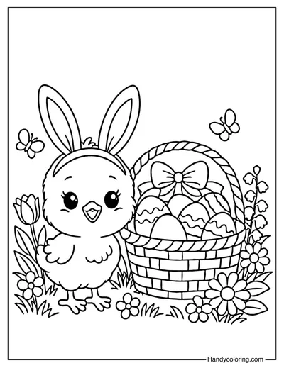 Easter Chick with Bunny Ears
