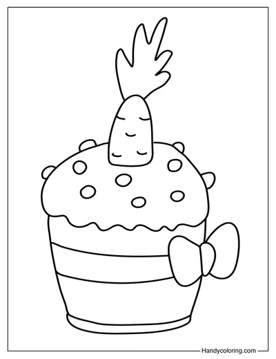 Easter Cupcake with Carrot Color Page