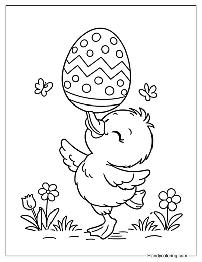 Easter Duck Balancing Egg on Beak